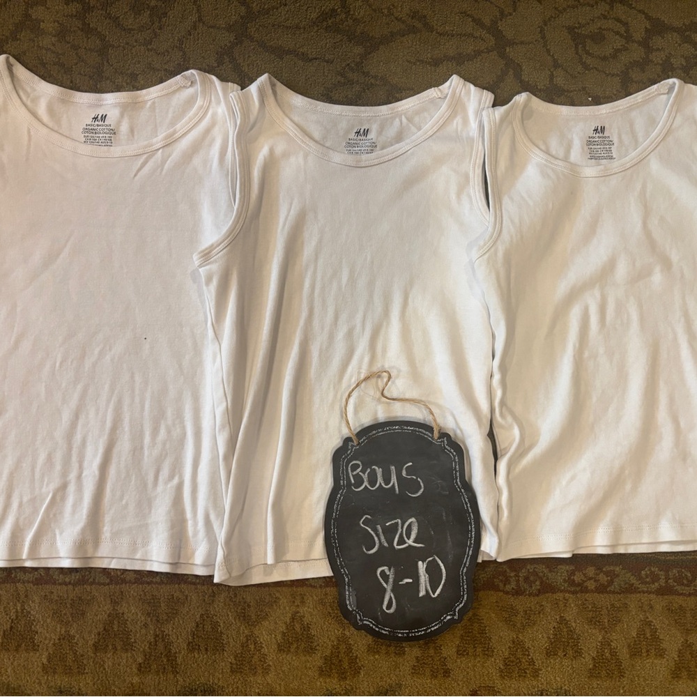 H&M Boys Classic White Tank Tops